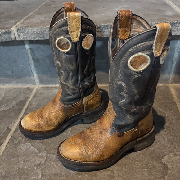 Boulet Western Cowboy Boots Women’s 5.5C Distressed Leather Pull-On Canada - Picture 2 of 11